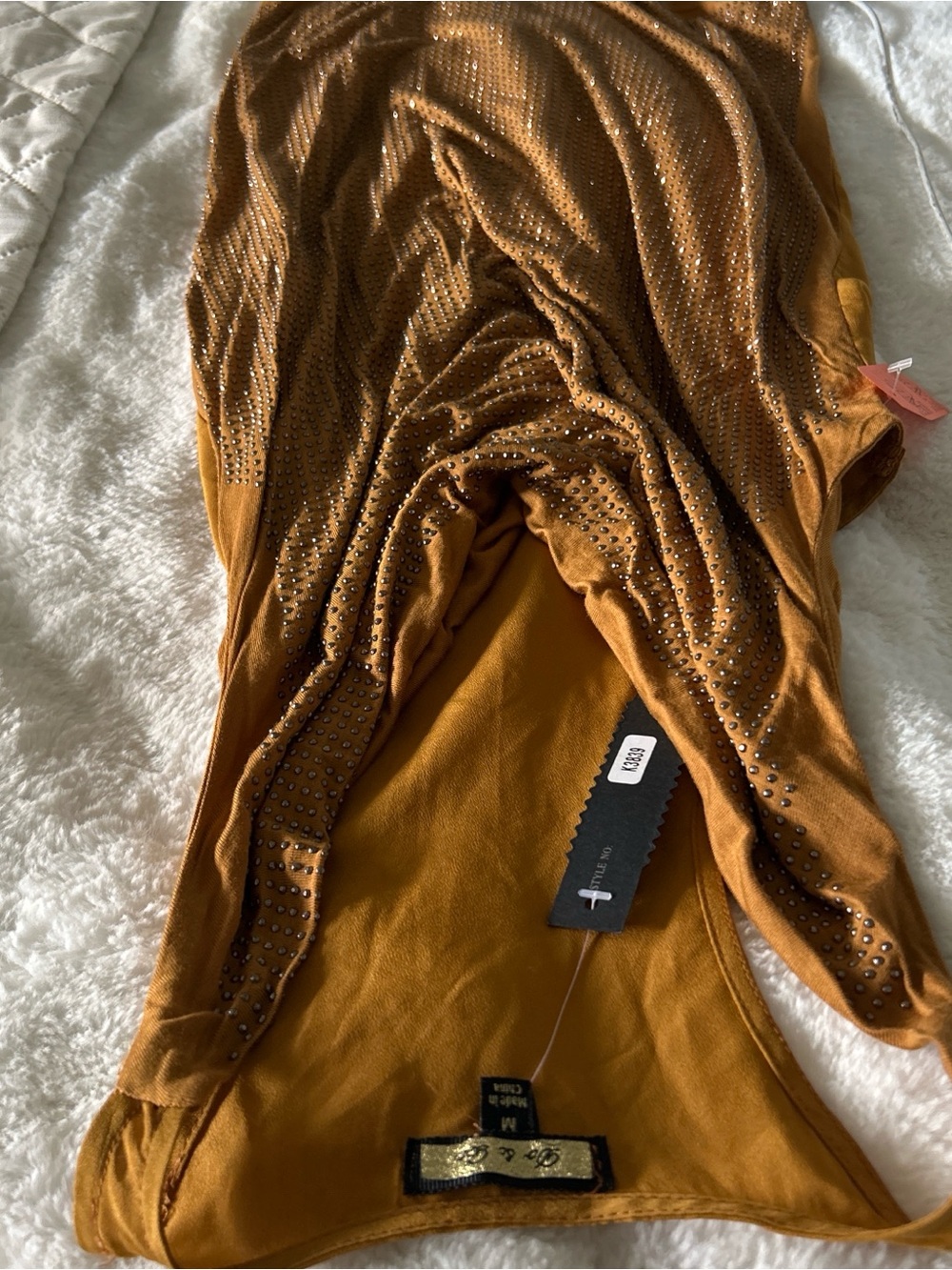 DO+BE Mustard Gold Studded Draped Top